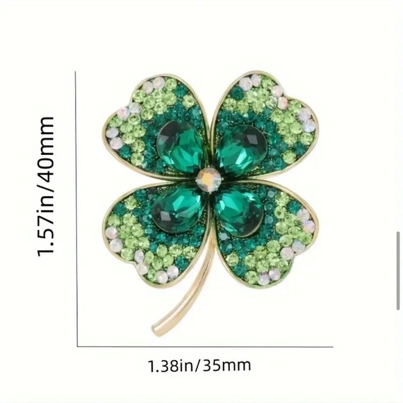 3/$25 Four Leaf Clover St. Patrick’s Day Pin Brooch Unisex - Picture 4 of 10